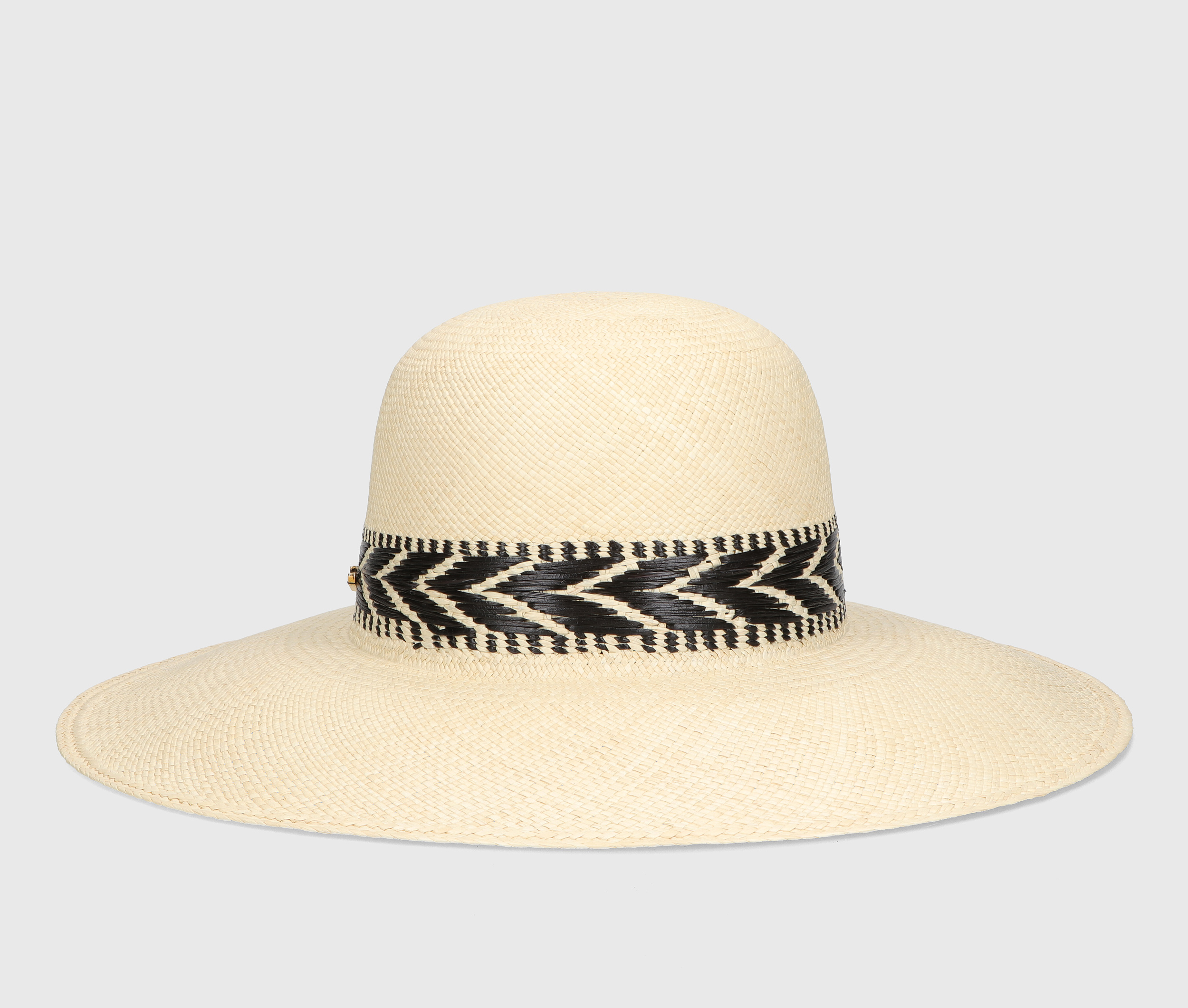 Violet Panama Quito and chevron woven hat 1