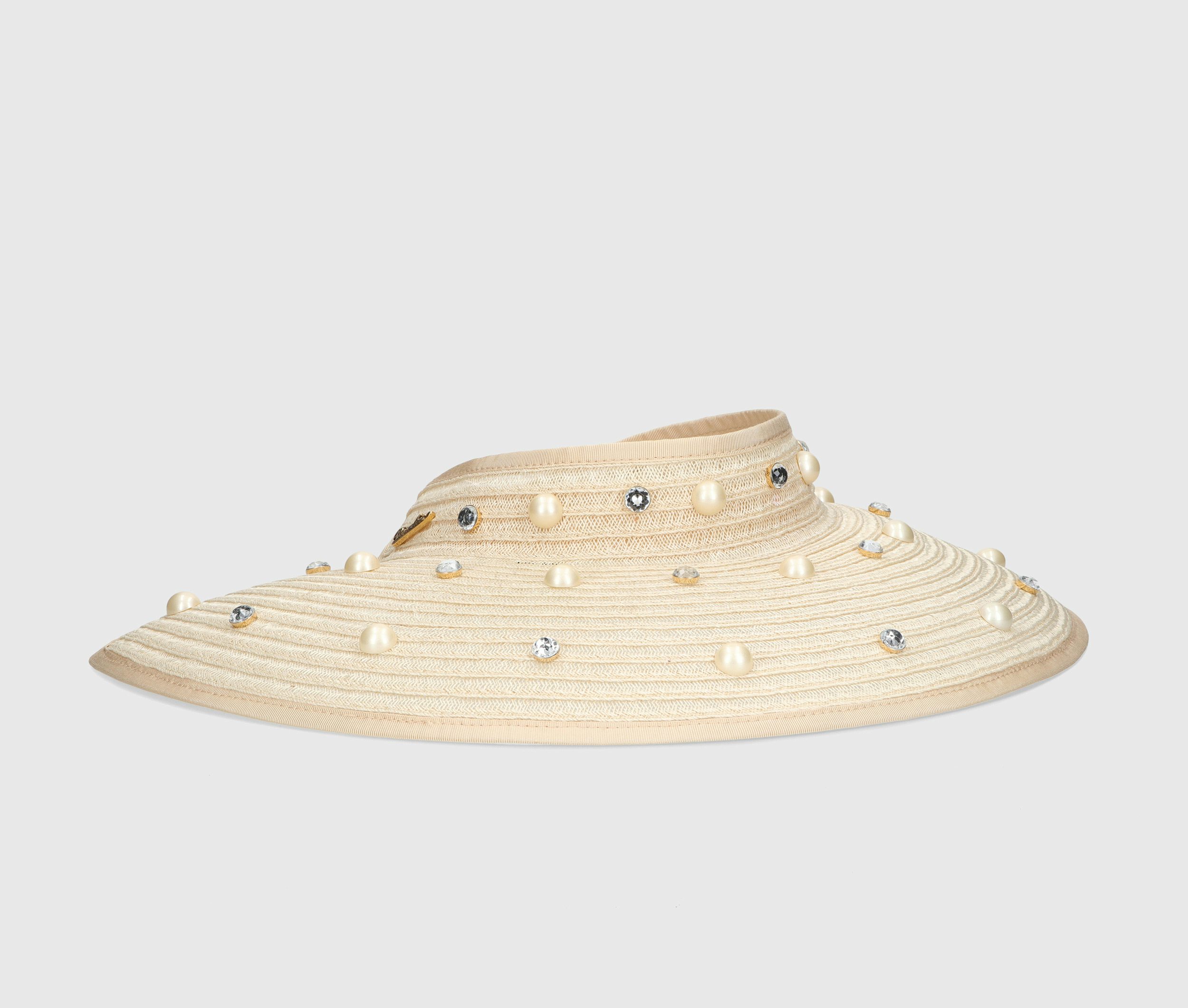 Sunny Visor With Pearls and Rhinestones - Woman | Borsalino Official